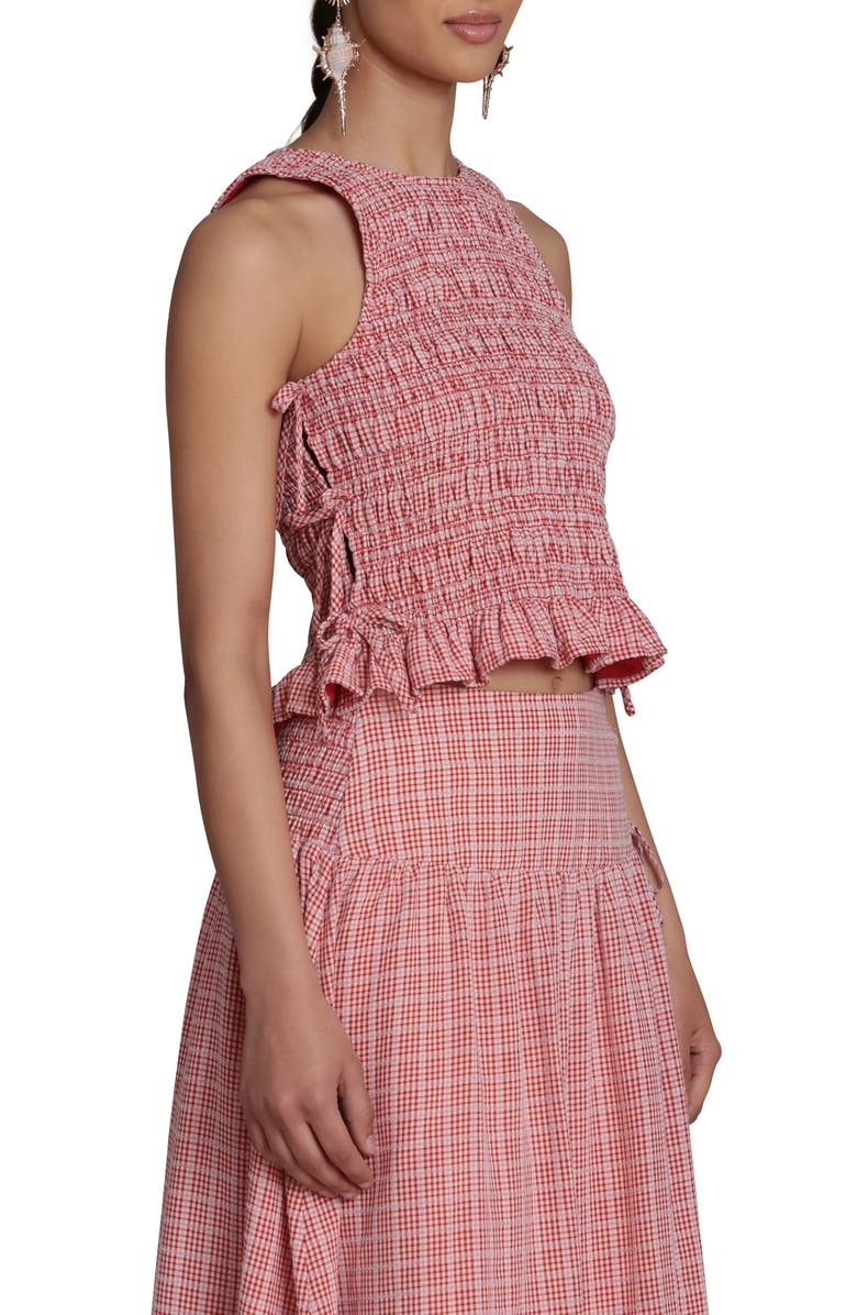 Avec Les Filles Smocked Sleeveless Top, Alternate, color, Cream-Red Multi