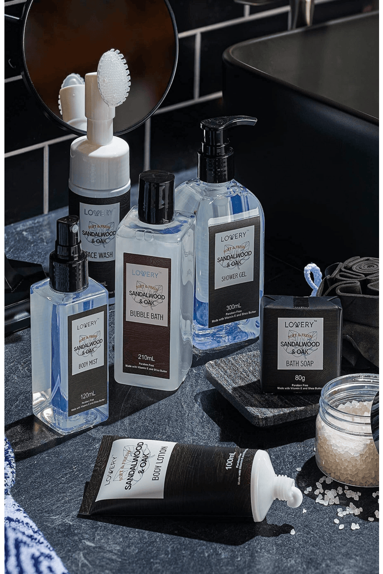Luxury Spa Kit - Sandalwood & Oak Scented Bath Gift Set & Shower Basket, Alternate, color, Sandalwood & Oak