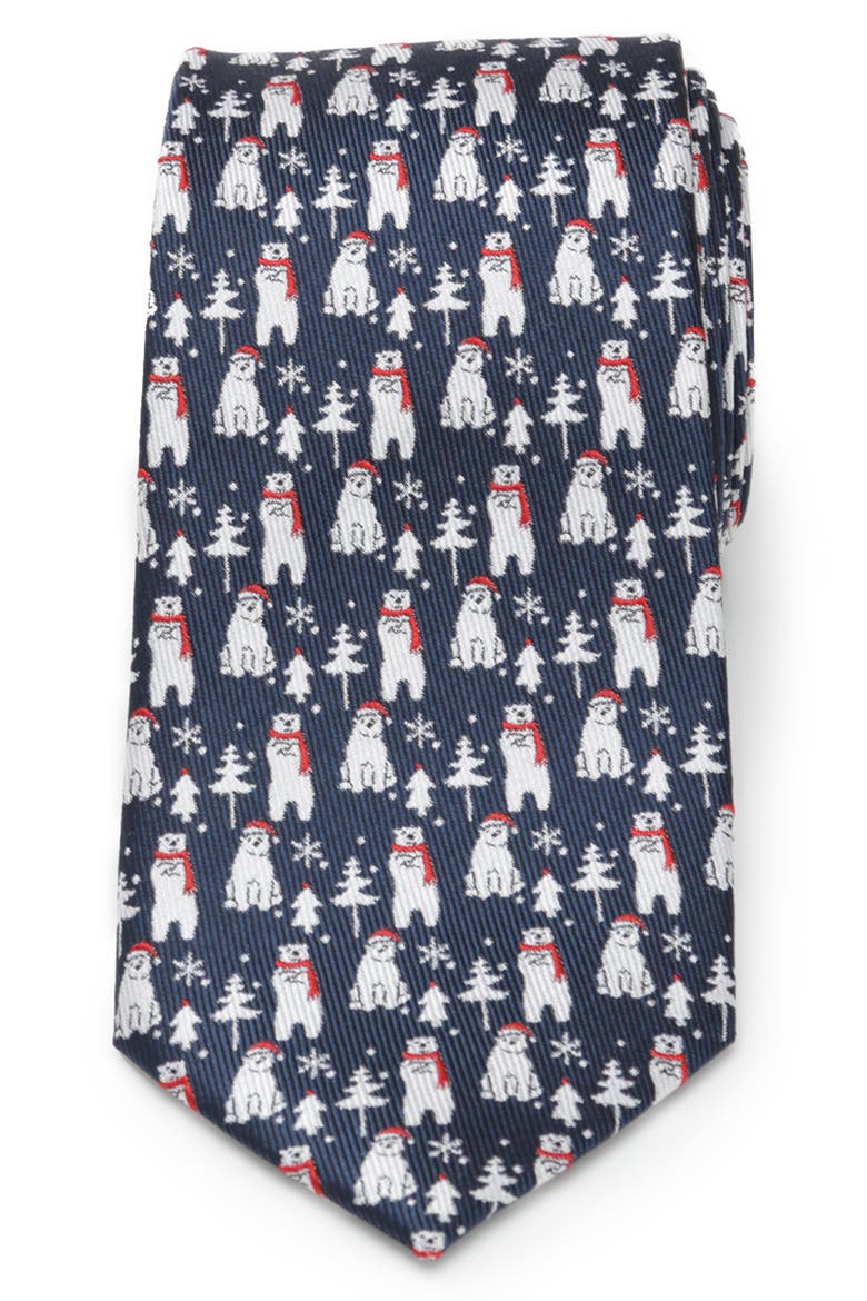 Polar Bear Silk Tie, Main, color, BLUE
