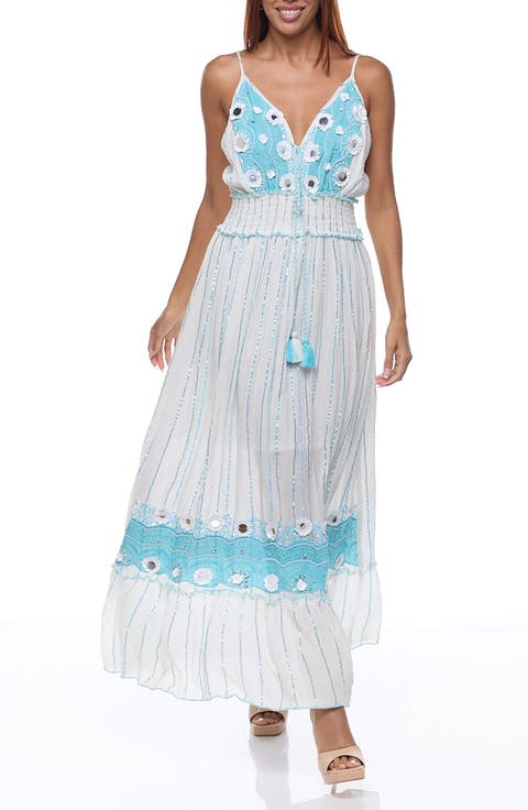 Embellished Cotton Cover-Up Maxi Dress