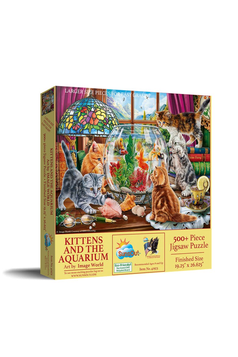 Kittens and the Aquarium 500 piece Jigsaw Puzzle for Adults Large Pieces, Main, color, Multicolor