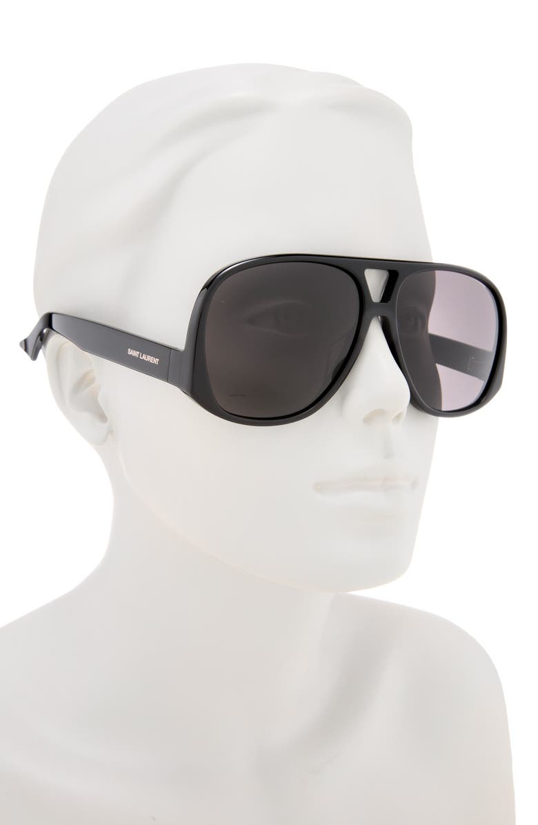 Saint Laurent 61mm Aviator Sunglasses, Alternate, color, Black Black Black
