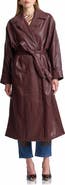 Avec Les Filles Shoulder Pad Faux Leather Long Coat