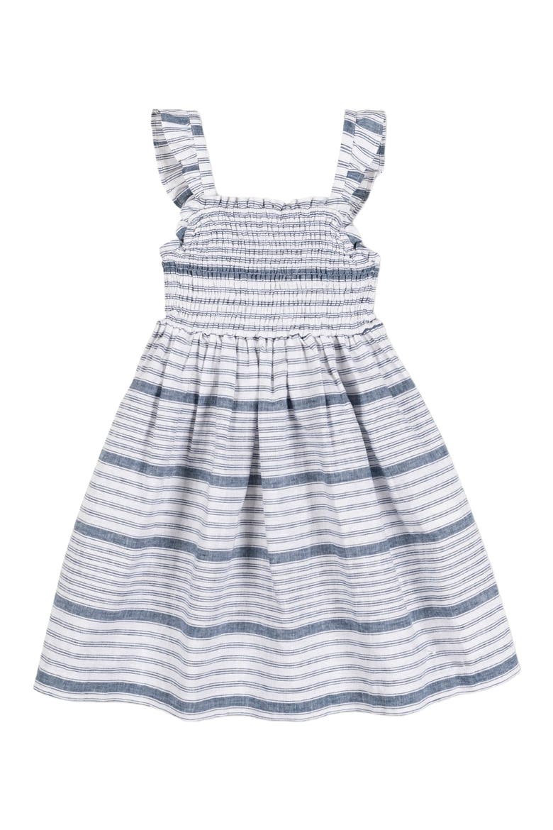 Girls' Smocked Flutter Dress, Kids, Alternate, color, Dark Blue Variegated Stripe