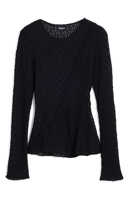 Desigual Stretch Lace T-shirt Long Sleeve T-shirt In Black