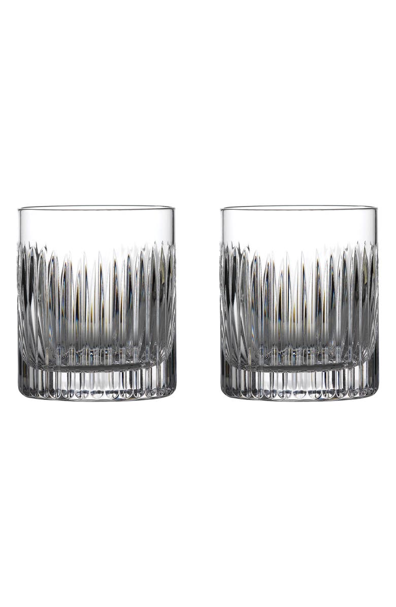 Waterford Aras Short Stories Set of 2 Double Old Fashioned Lead Crystal Glasses, Main, color,
