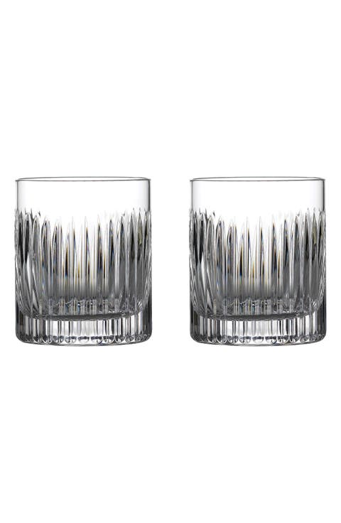 Aras Short Stories Set of 2 Double Old Fashioned Lead Crystal Glasses