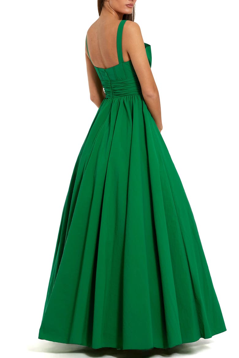 Pleated A-Line Gown with Twist Bow Detail, Alternate, color, Spring Green