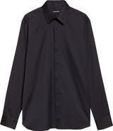 TOM FORD Classic Fit Cotton & Silk Serge Button-Up Shirt