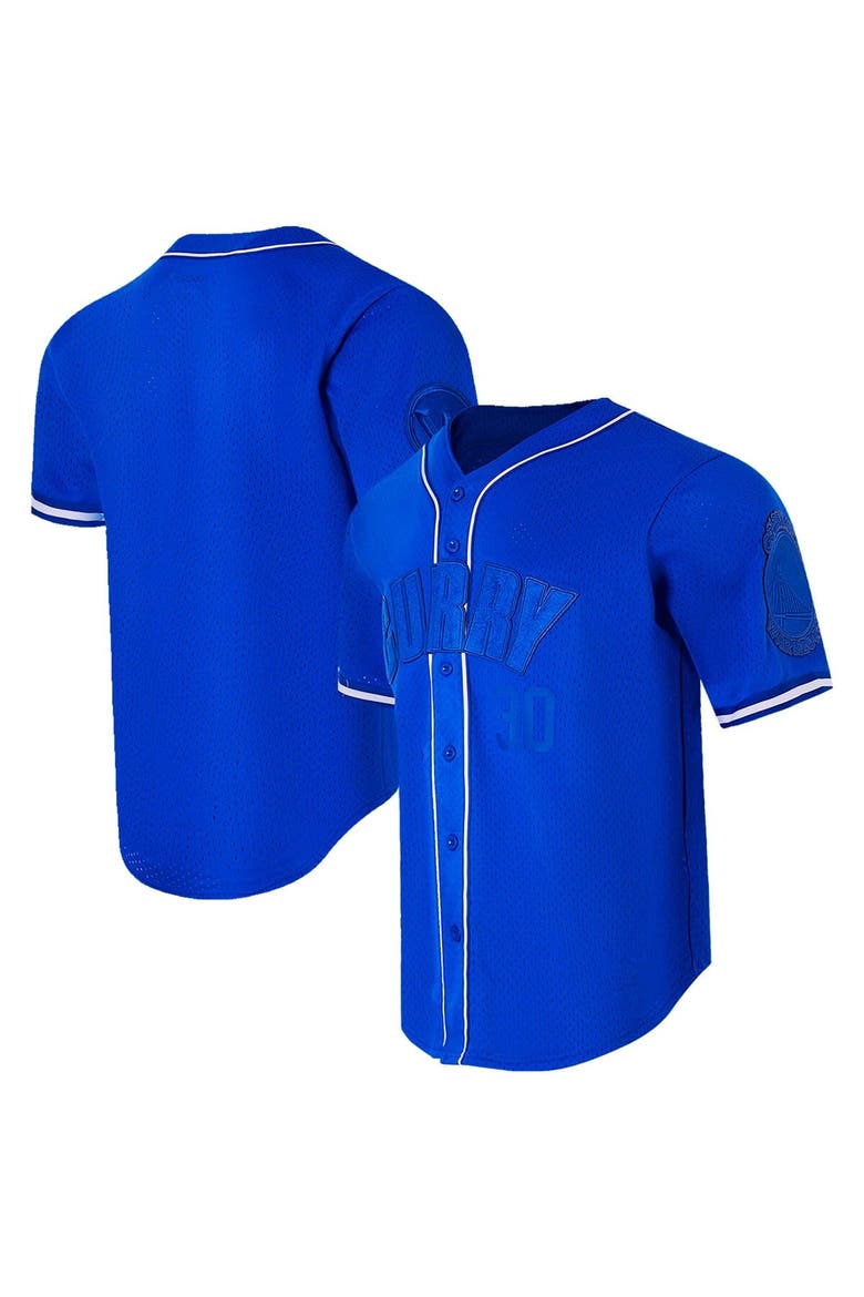 Men's Pro Standard Stephen Curry Royal Golden State Warriors Triple Tonal Mesh Button-Up Top, Main, color, Royal