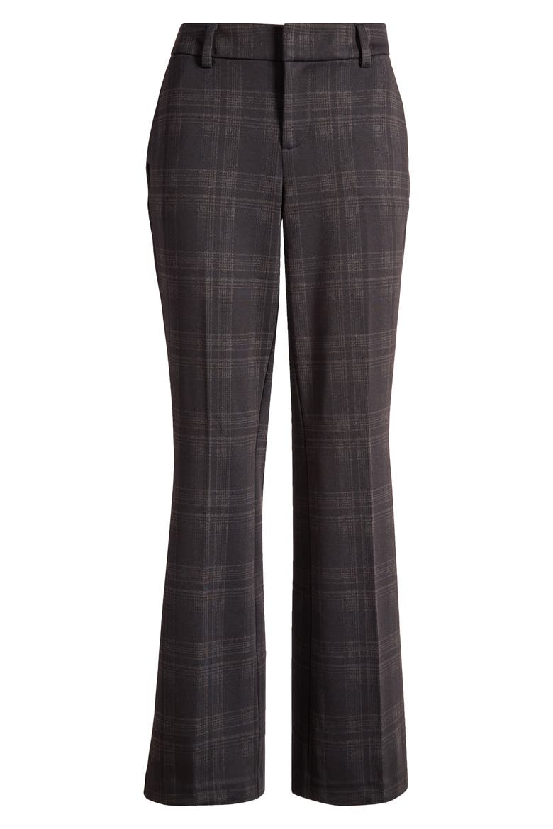 Kelsey Flare Ponte Trousers, Alternate, color, BLACK LATTE GLEN PLAID