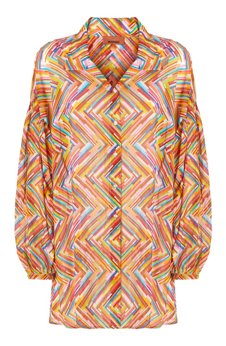 Missoni Oversized Shirt In Printed Cotton And Silk Blend, Alternate, color, Multicoloured