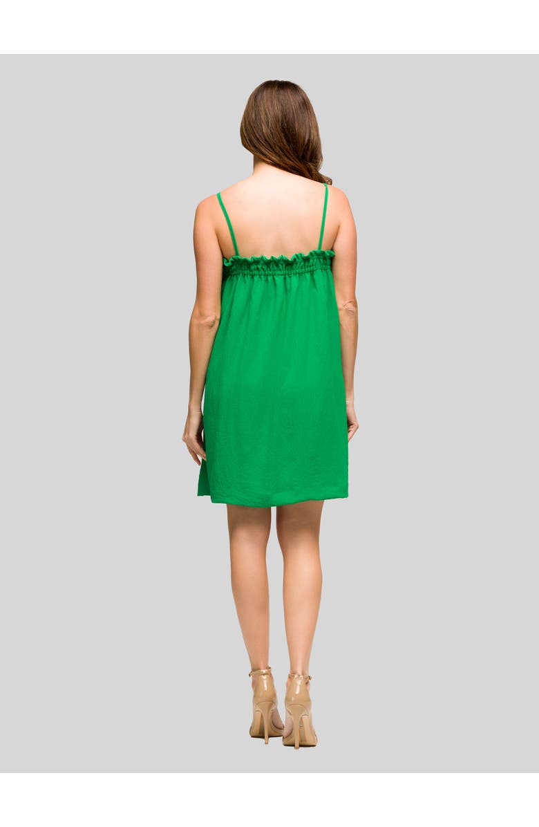 24seven Comfort Apparel Square Neck Spaghetti Strap Smocked Pocket Mini Dress, Alternate, color, Green