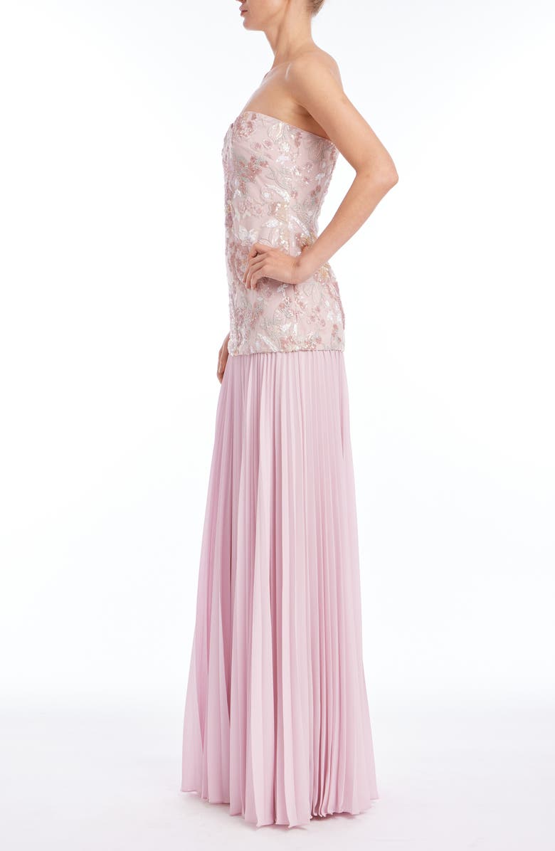 Badgley Mischka Collection Embellished Drop Waist Evening Gown, Alternate, color, Blush Multi