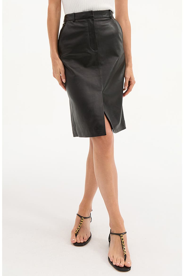 Maxine Leather Pencil Skirt, Main, color, BLACK