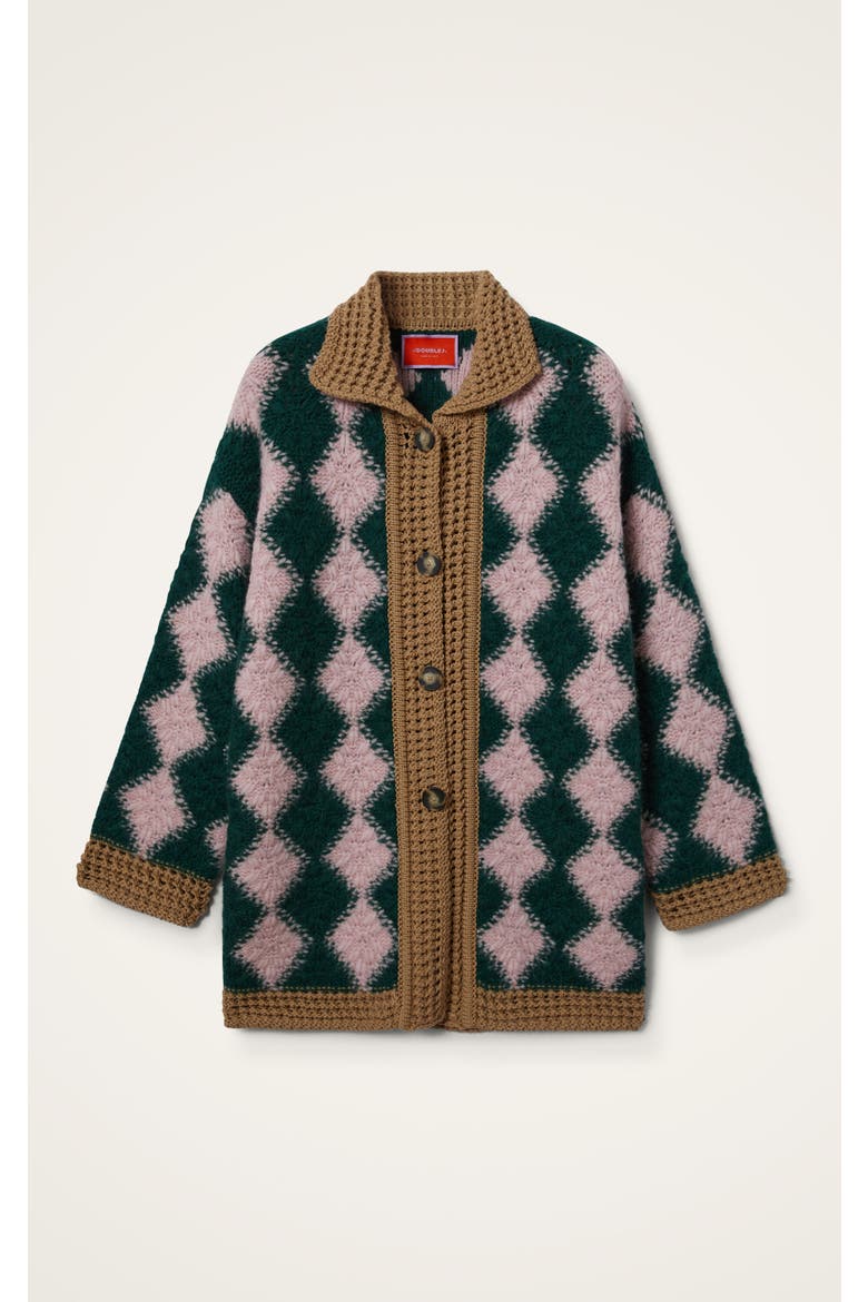 Crochet Bowling Cardigan, Alternate, color, Multicolor Pink