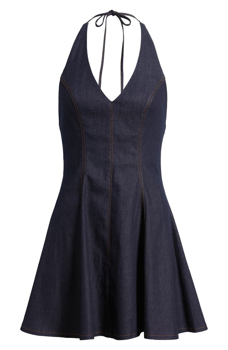 FREEMARKET Denim Halter Dress, Alternate, color, Dark Denim