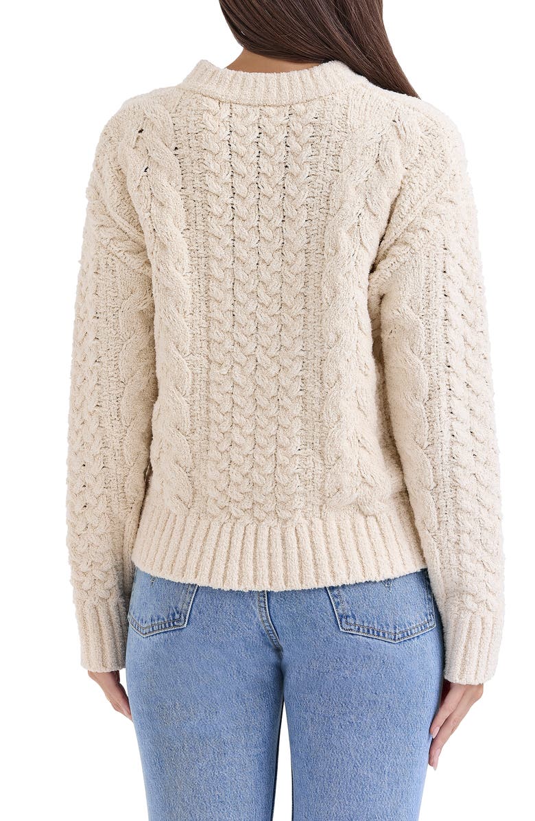 HOUSE OF CB Jasper Chenille Cable Cotton Blend Sweater, Alternate, color, Ivory