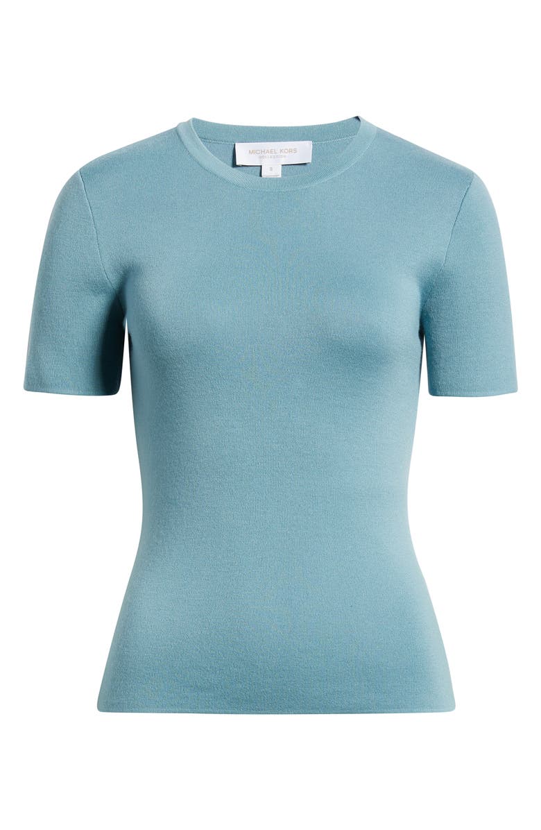 Michael Kors Collection Short Sleeve Cashmere Sweater, Main, color, Seaglass