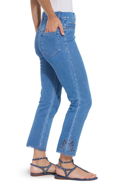Lyssé Yori Eyelet Hem Crop Straight Leg Jeans In Bleached Blue
