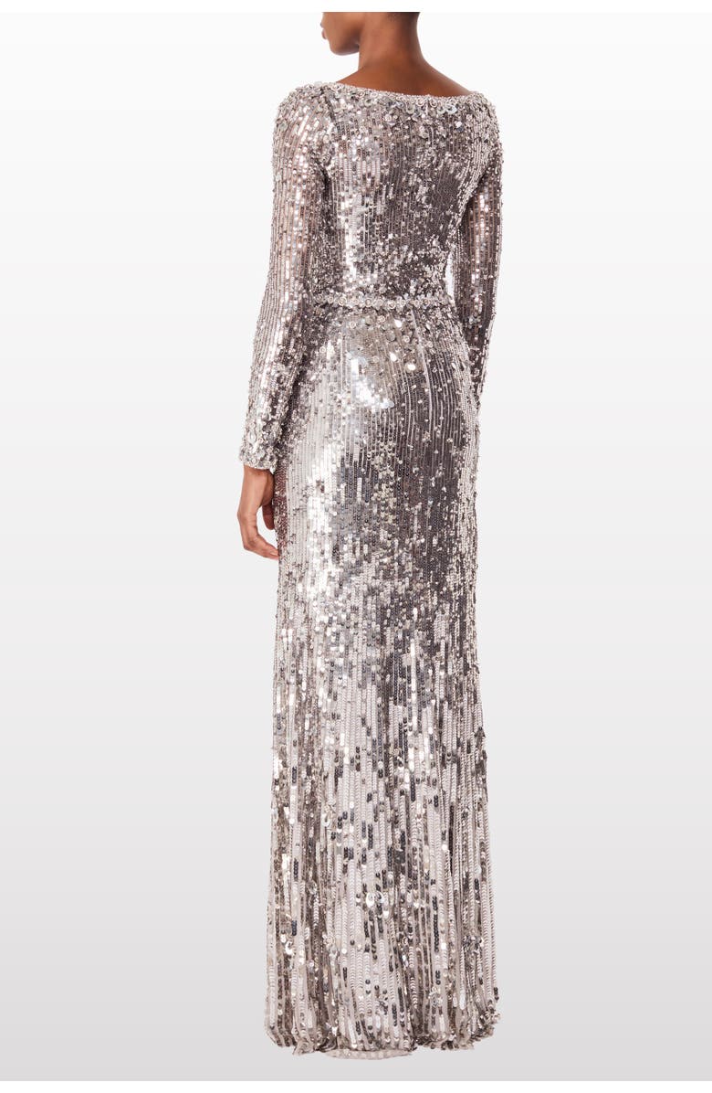 Jenny Packham Kestra sequin-embellished maxi dress, Alternate, color, Ammonite Silver