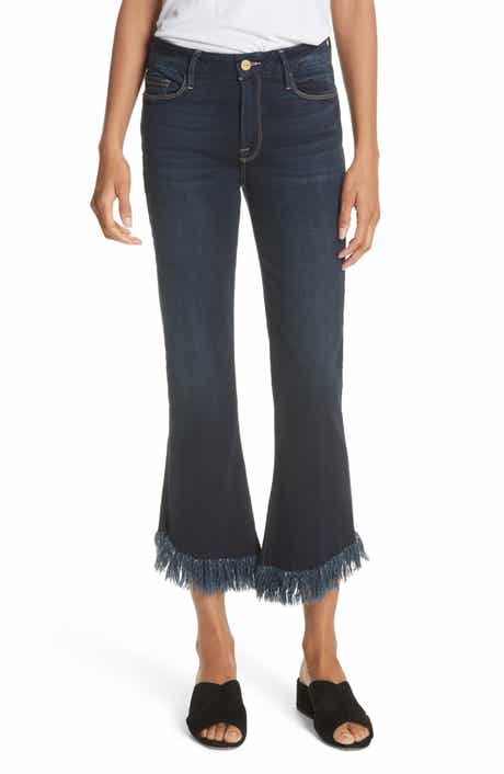FRAME Le Crop Shredded Hem Mini Boot Jeans