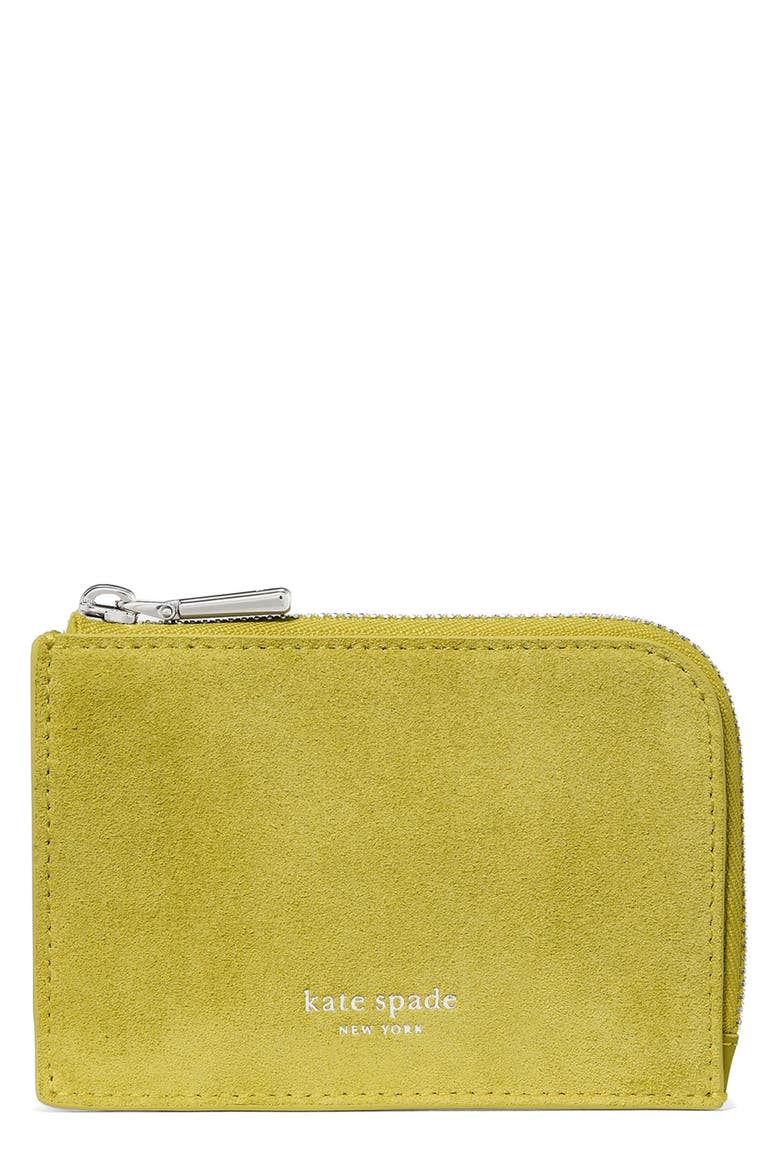 Mini Suede Zip Card Case, Main, color, LAUREL LEAF