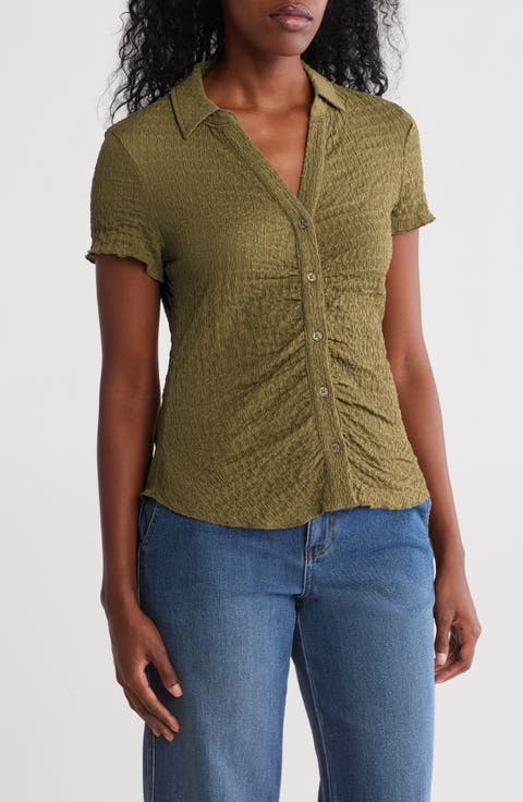 Textured Button-Up Shirt