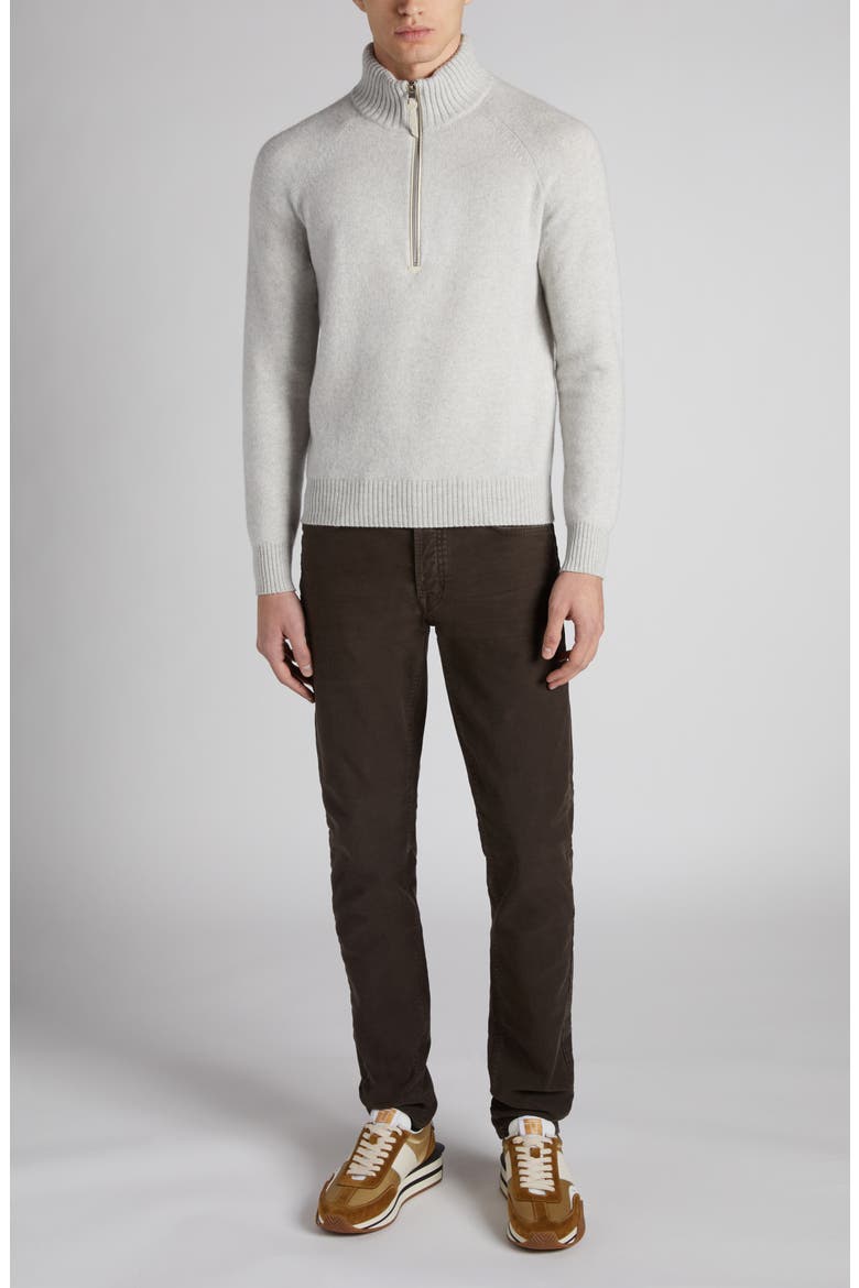 Lambswool & Cashmere Half Zip Sweater, Alternate, color, PALE GREY