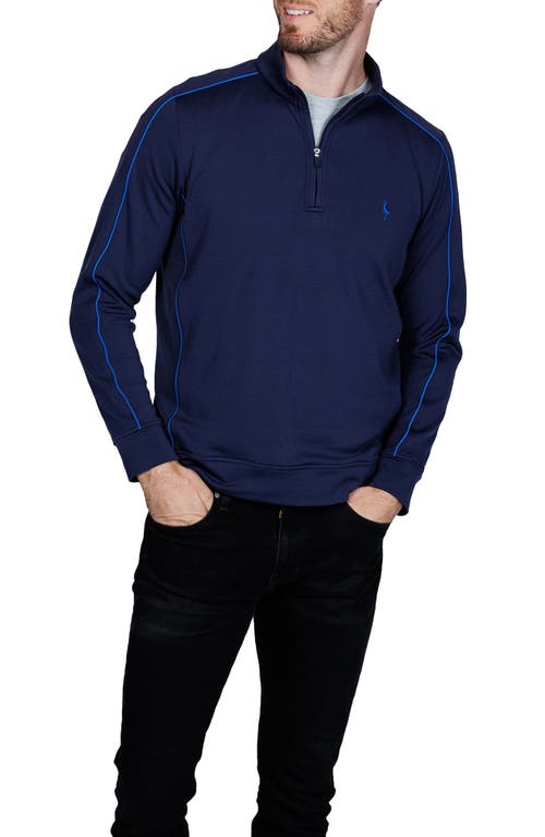 Tailorbyrd Textured Performance Quarter Zip Pullover In Blue