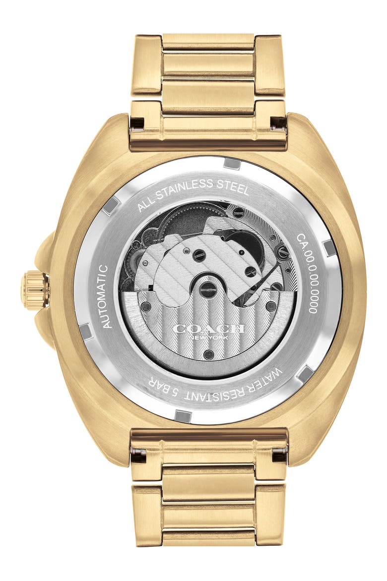 Charter Automatic Bracelet Watch, 44.5mm, Alternate, color, BLACK/ YELLOW GOLD
