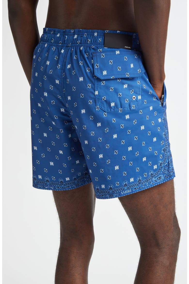 Monogram Paisley Swim Trunks, Alternate, color, BLUE
