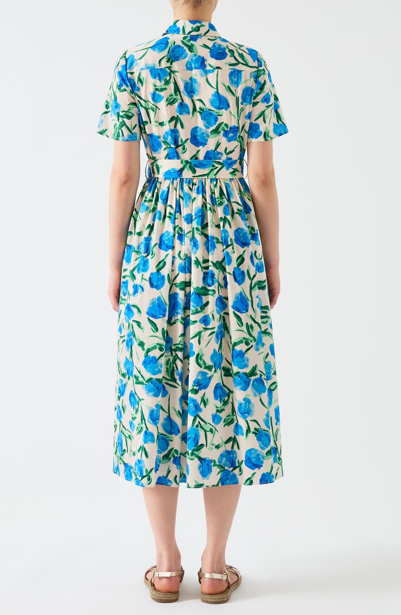 LK Bennett Calder Floral Short Sleeve Cotton Shirtdress, Alternate, color,