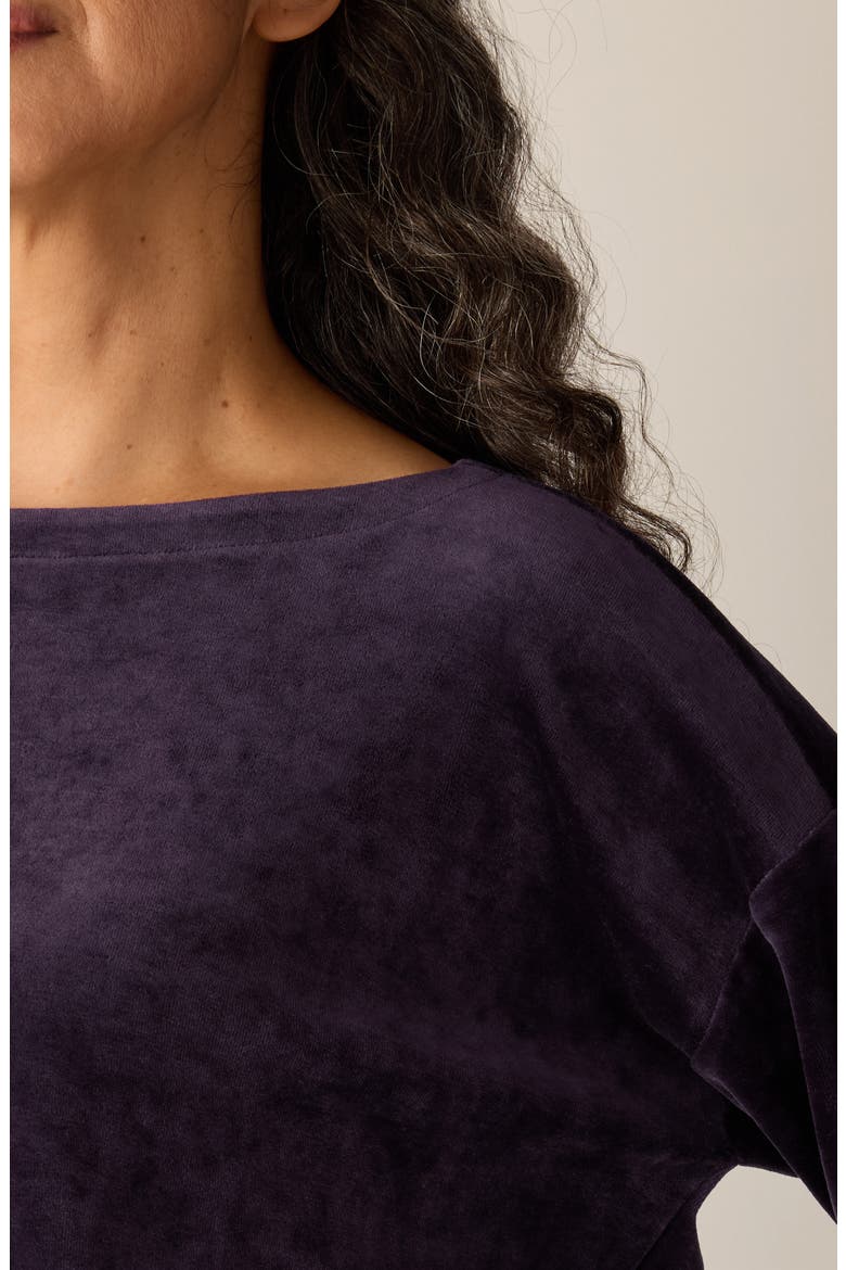 Boxy Velvet Top, Alternate, color, AUBERGINE
