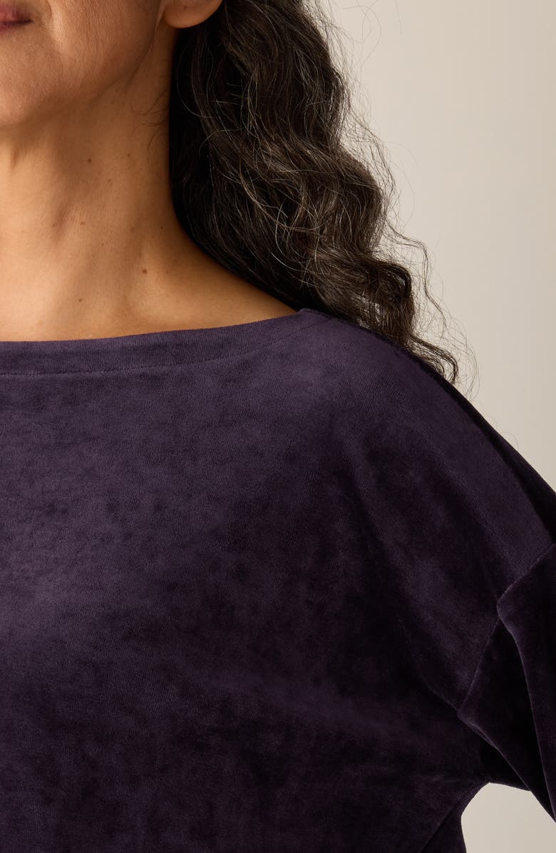 Eileen Fisher Boxy Velvet Top, Alternate, color, Aubergine