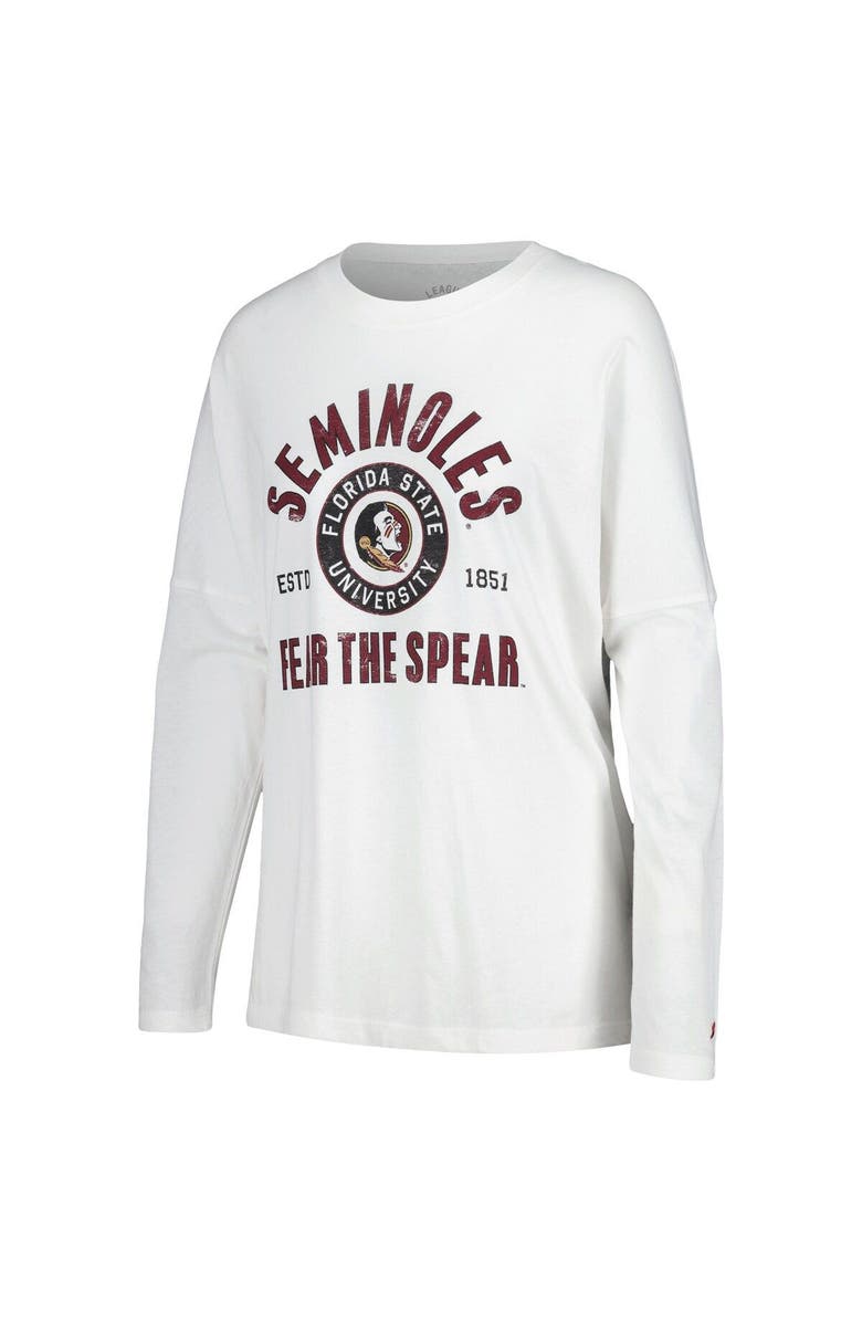 LEAGUE COLLEGIATE WEAR Women's League Collegiate Wear White Florida State Seminoles Clothesline Oversized Long Sleeve T-Shirt, Alternate, color, 