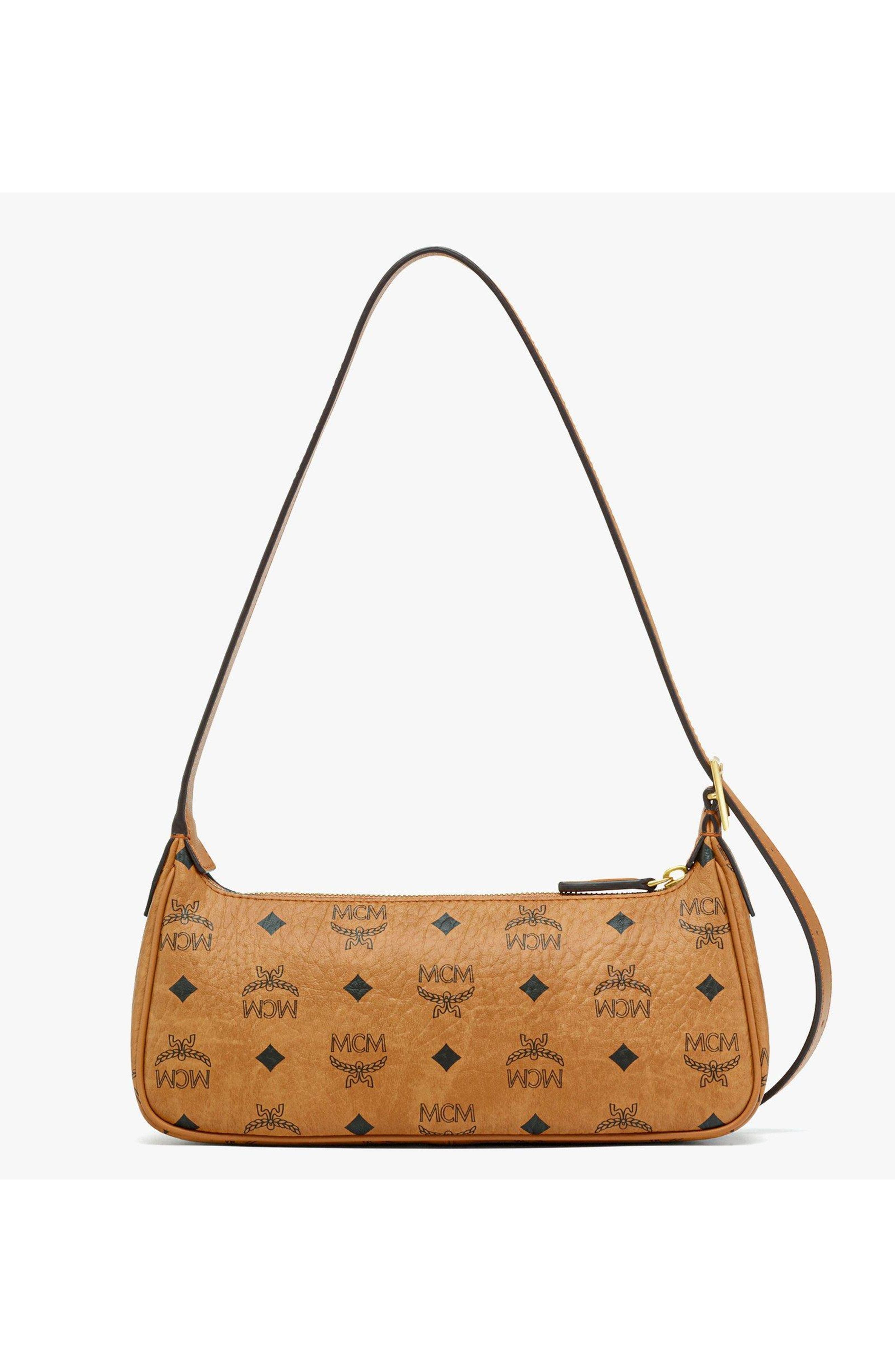 MCM Aren Shoulder Bag in Wanderlust Visetos, Alternate, color, Brown