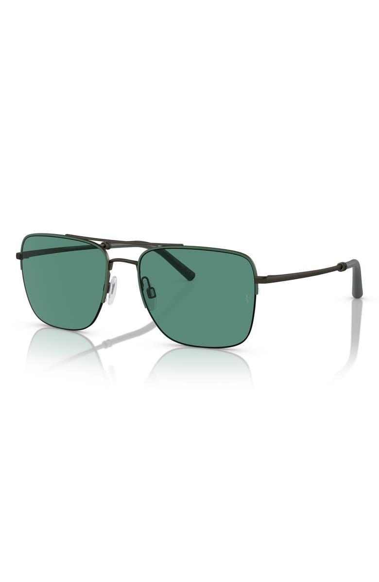 Oliver Peoples Roger Federer 56mm Semirimless Pilot Sunglasses, Alternate, color, Green
