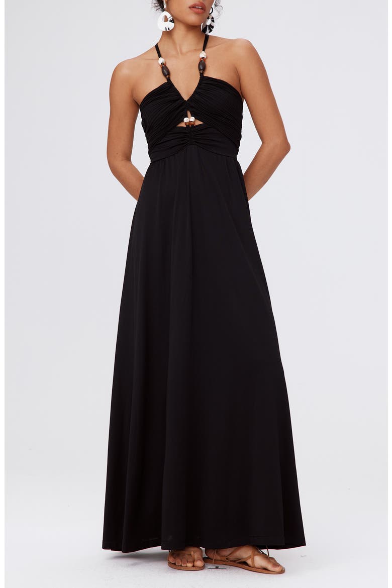 Caty A-Line Dress, Main, color, BLACK