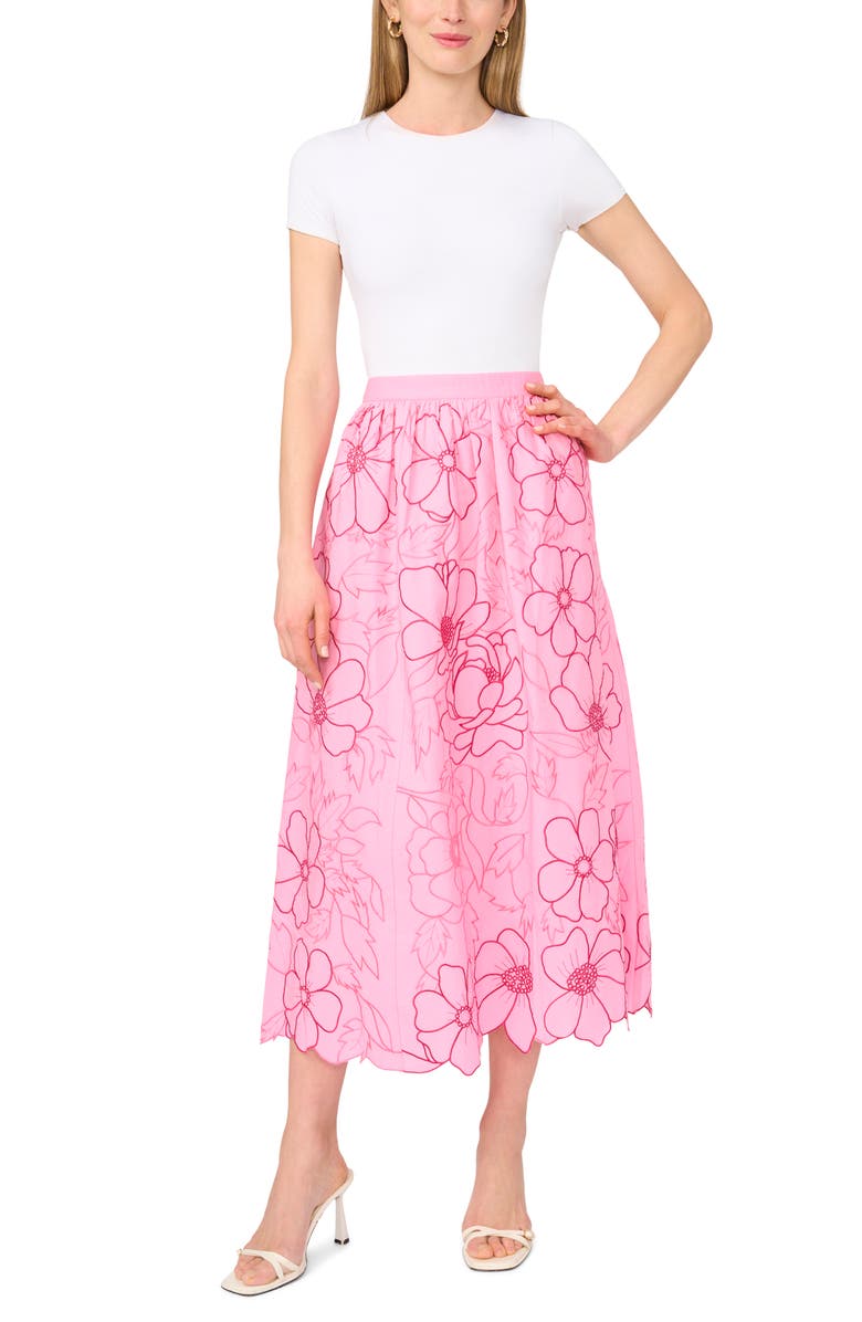 Parker Floral Embroidery Midi Skirt, Alternate, color, Sachet Pink