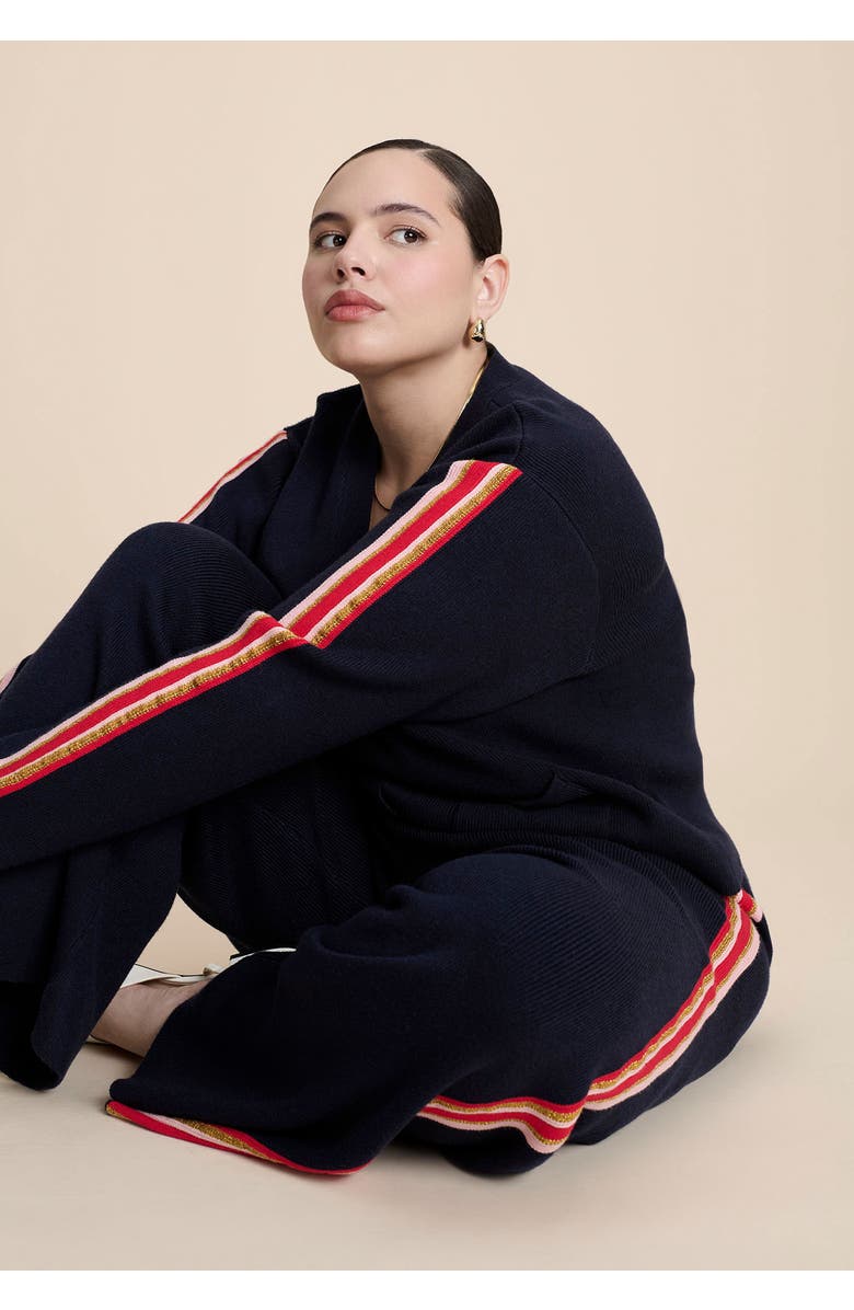 ELOQUII Side Stripe Sweater Pant, Alternate, color, Navy