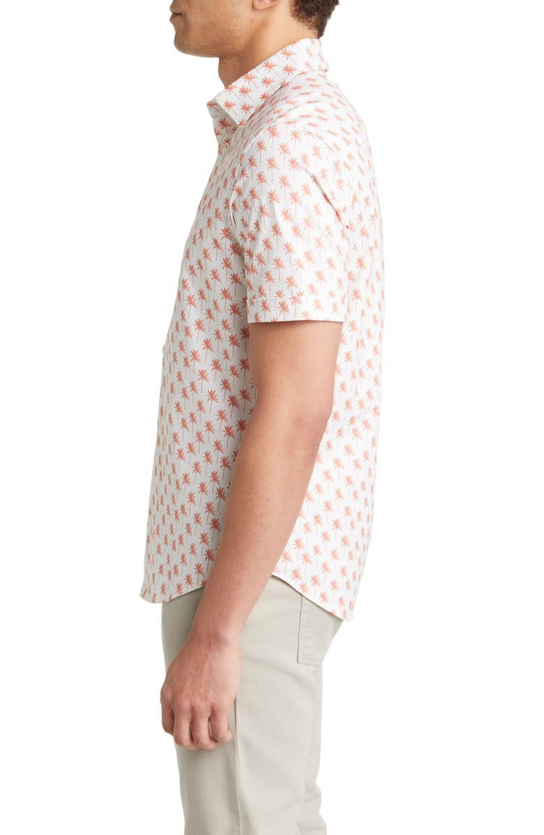 Bugatchi Miles OoohCotton<sup>®</sup> Palm Print Short Sleeve Button-Up Shirt, Alternate, color, 