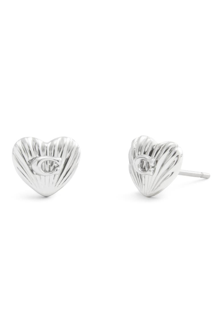 Heritage Heart Stud Earrings, Main, color, RHODIUM