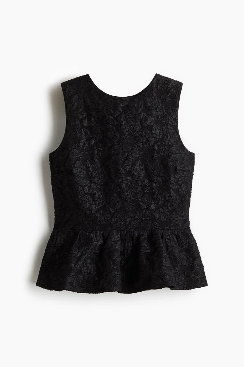 Bow-detail Peplum Top, Alternate, color, Black