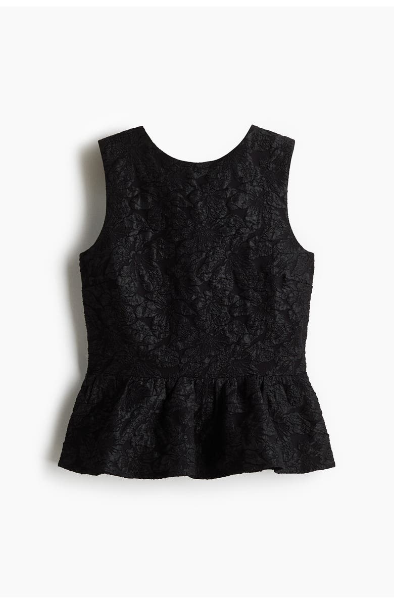 H&M Bow-detail Peplum Top, Main, color, Black