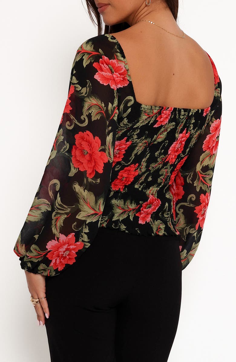 Petal & Pup Maia Floral Ruched Top, Alternate, color, Black Floral