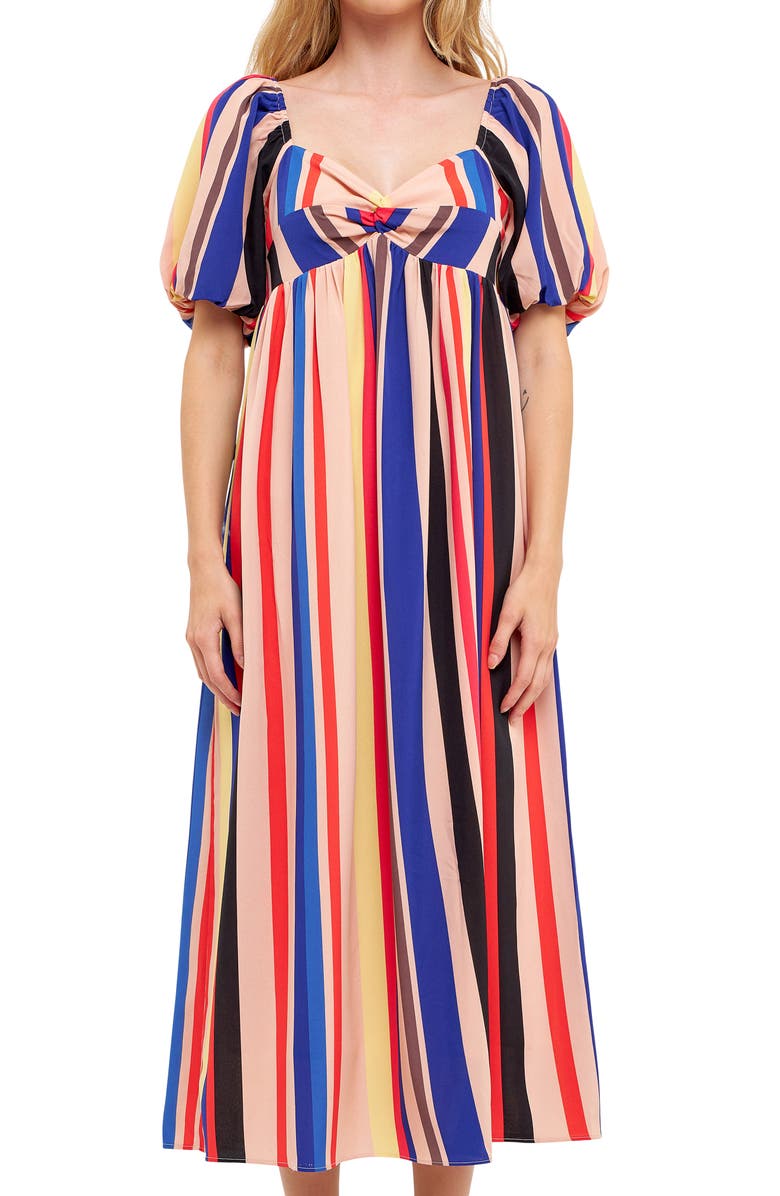 English Factory Multicolor Stripe Maxi Dress, Alternate, color, Multi
