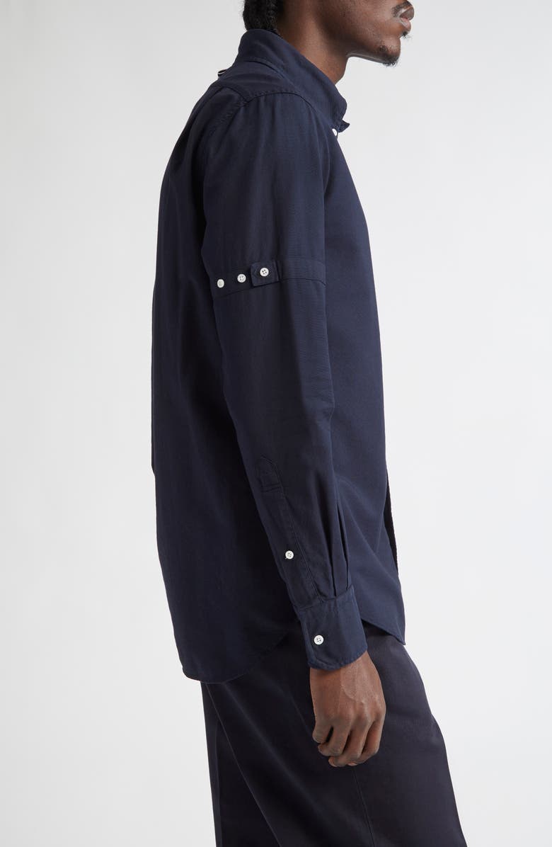 Thom Browne Armband Straight Fit Cotton Poplin Button-Down Shirt, Alternate, color, Navy