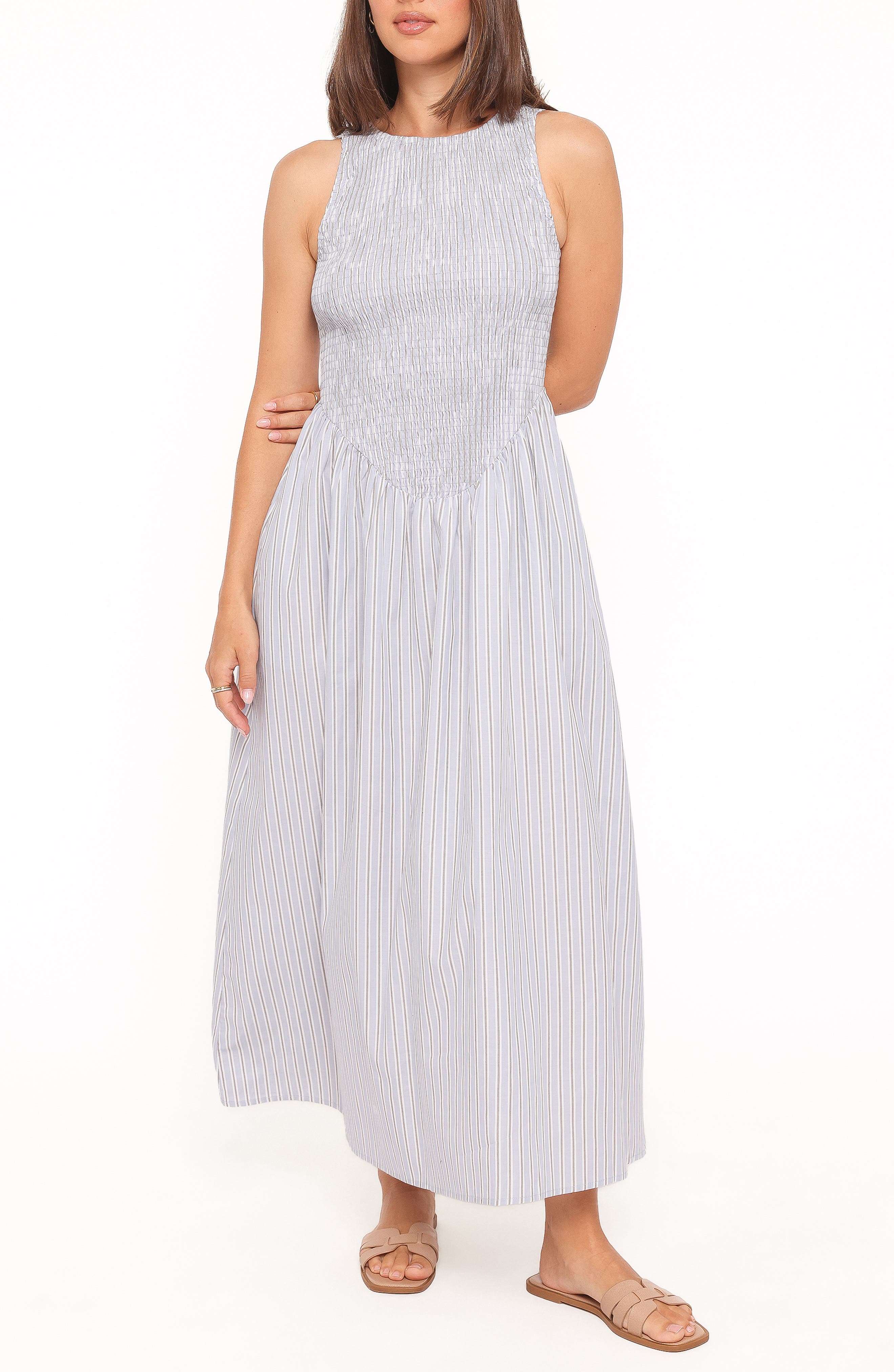 selected BROWN/ BLUE STRIPE