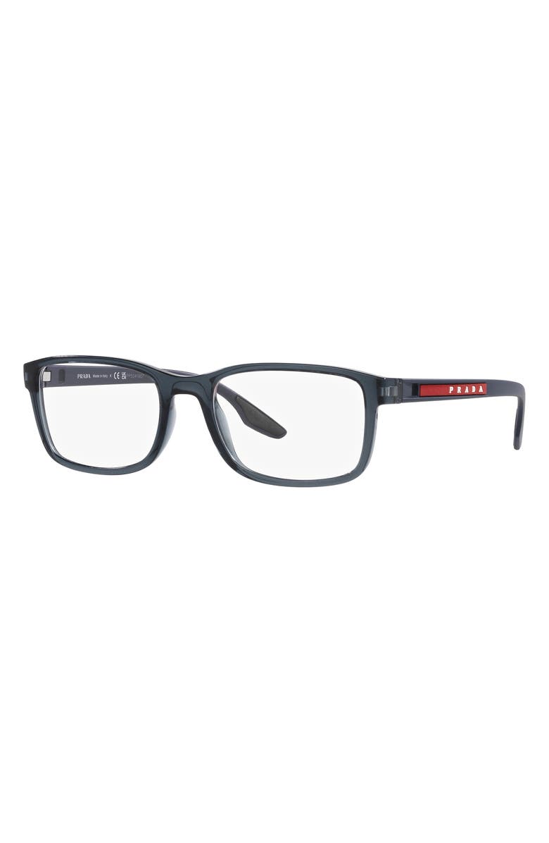 Prada Linea Rossa 55mm Pillow Optical Glasses, Alternate, color, Trans Blue